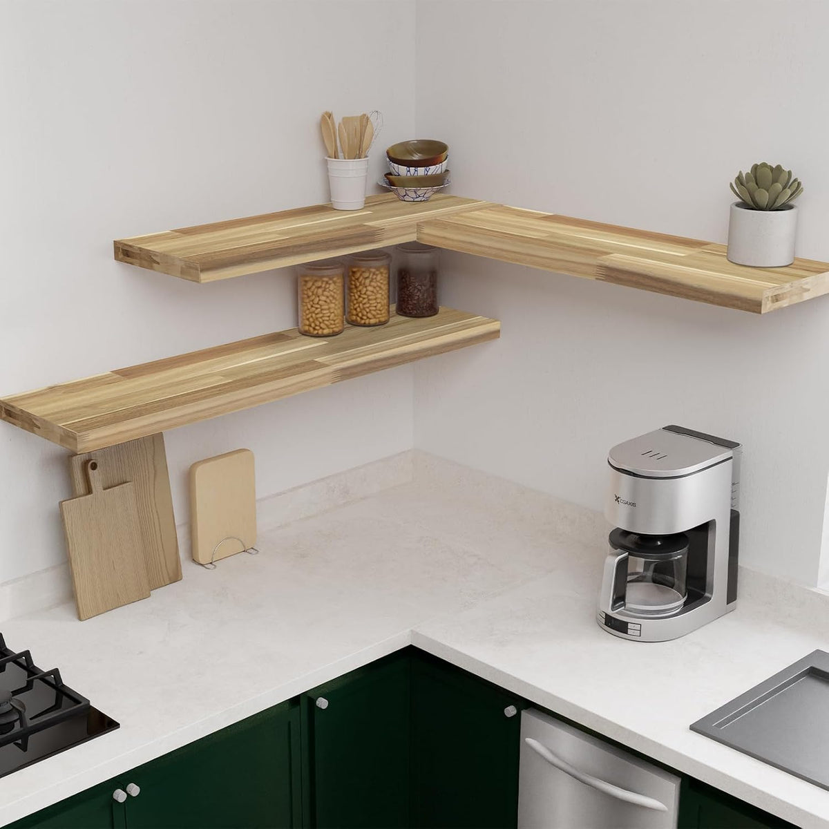 Howizz Acacia Butcher Block Shelf 12" x 36" x 1.5" Inches, Unfinished Solid Wood Shelf Board, Wooden Plank Board