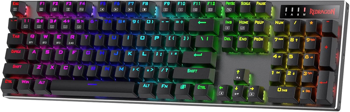 Redragon K556 PRO Wireless RGB Mechanical Gaming Keyboard, 104-Key Aluminum