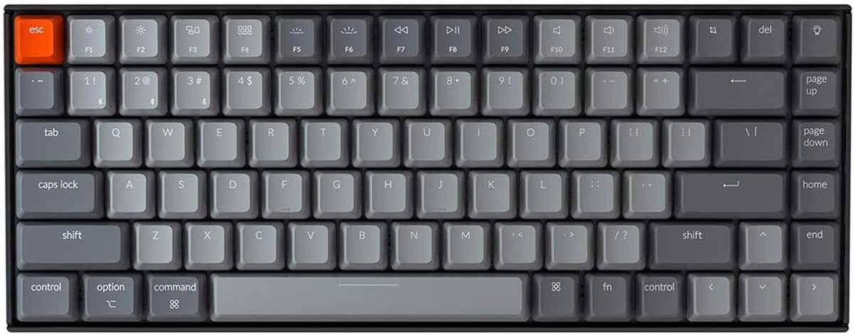 Keychron K2 75% Layout Bluetooth Mechanical Keyboard Super Red Switch/White LED Backlit/Anti Ghosting/N-Key Rollover/84 Key USB C Wired Computer Keyboard for Mac Windows-Version 2
