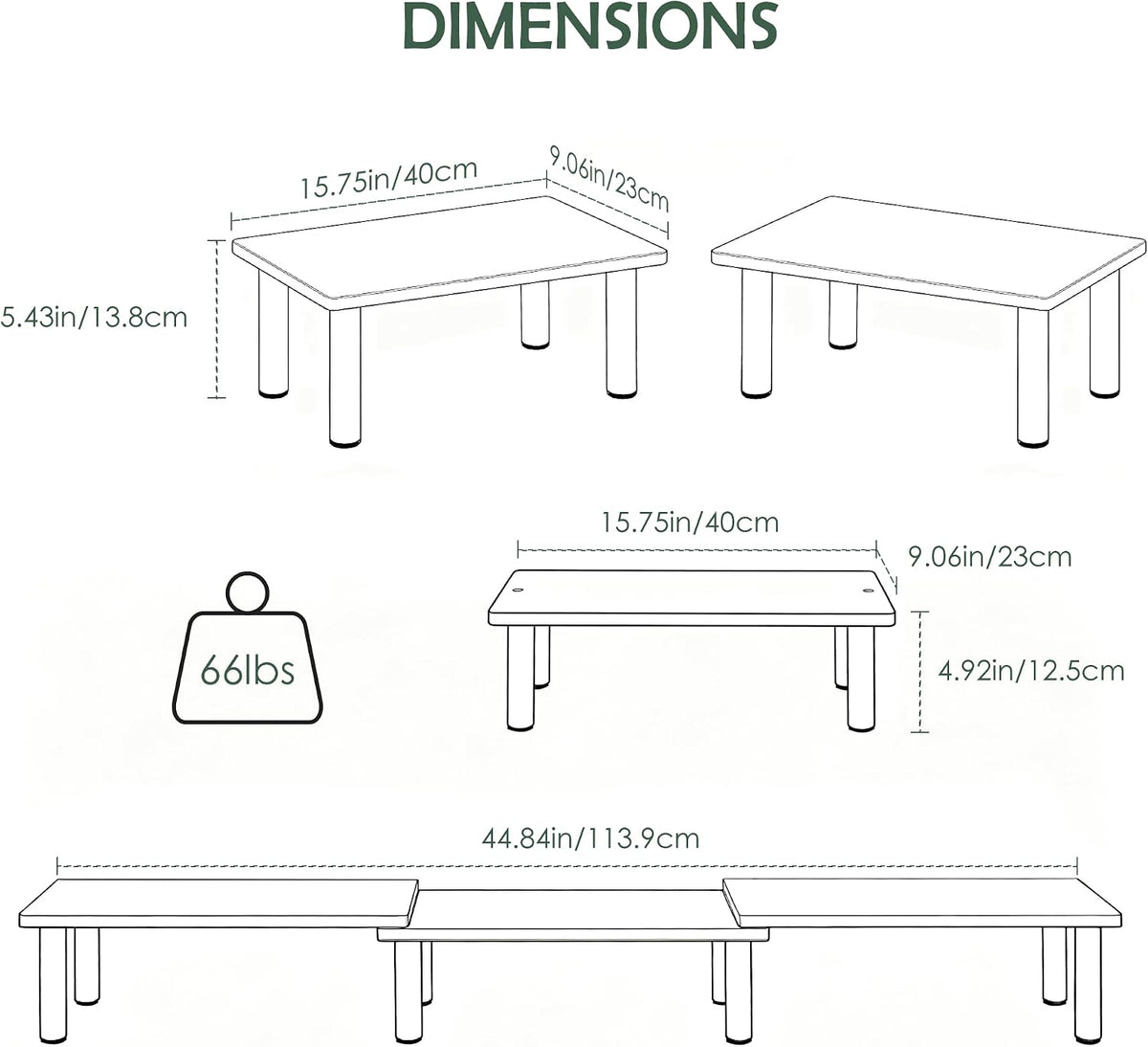 Bamboo Monitor Riser, 3-in-1 Modular Computer Monitor Stand