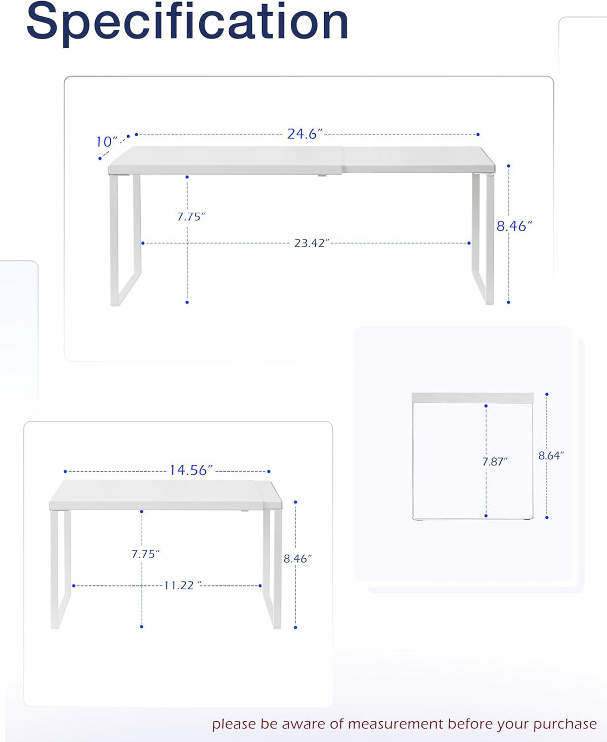Nxconsu Expandable Cabinet Shelf, Shelf Riser for Cabinets, 10" White