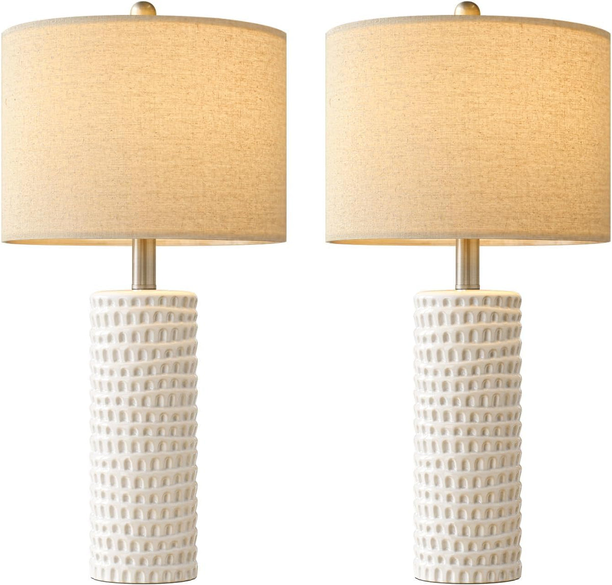 PORTRES 24" Farmhouse Ceramic Table Lamps Set of 2 for Bedroom Living Room
