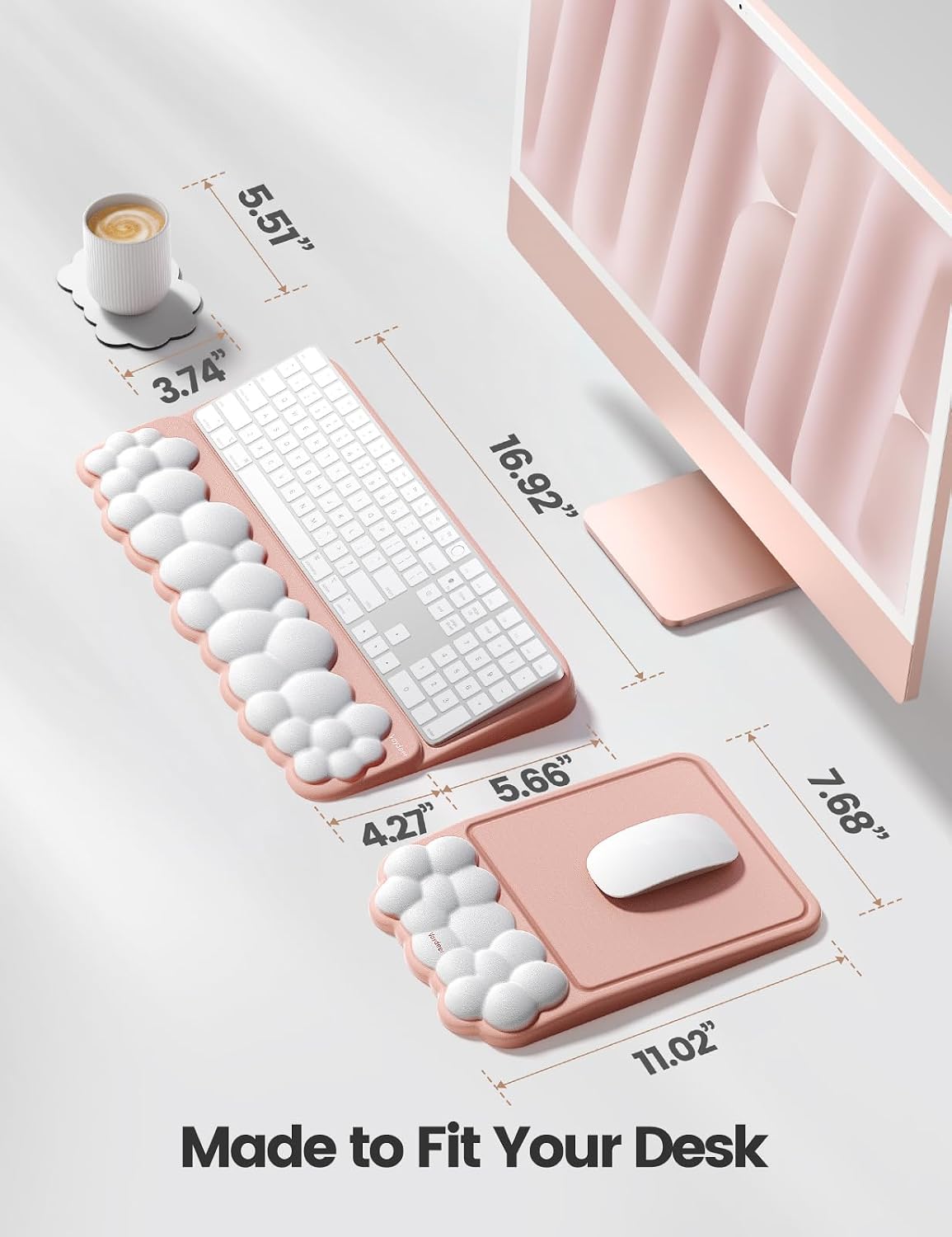 Vaydeer Keyboard Riser and Mouse Pad with Wrist Rest Set, Coaster Included