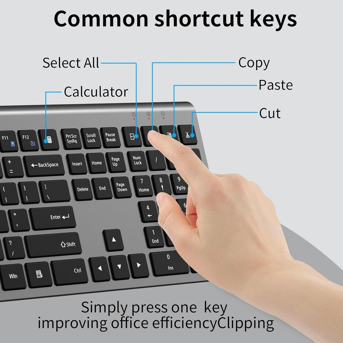 Slim Silent Full Size Wireless Keyboard Mouse Combo Grey2 Pack