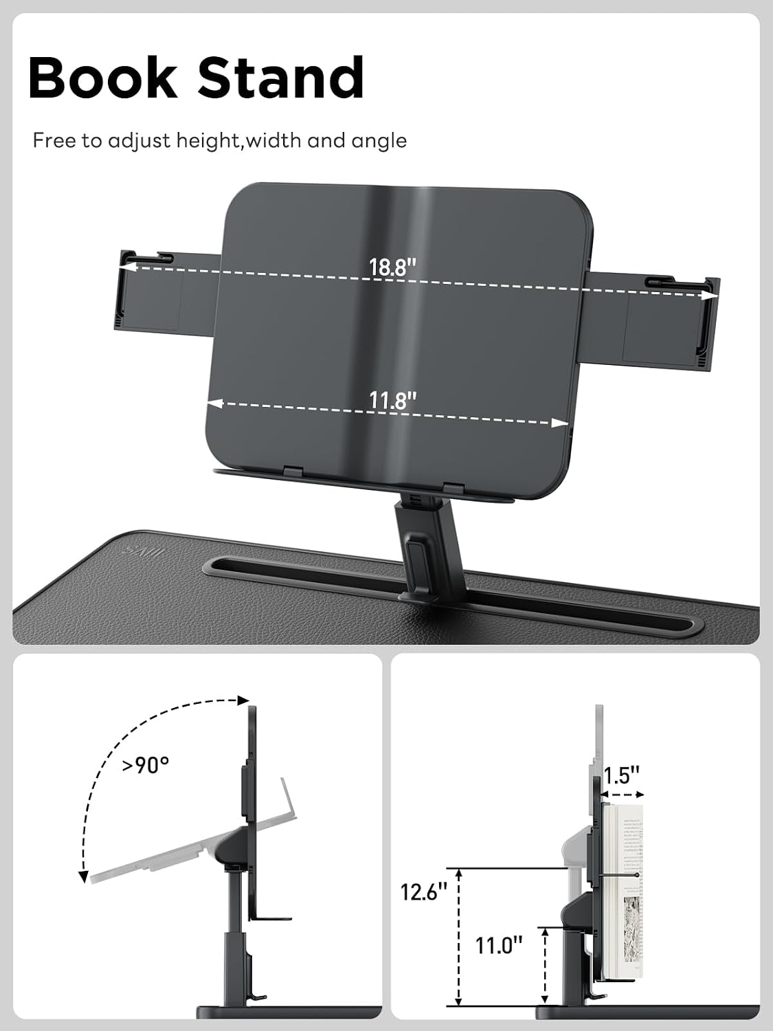 SAIJI Laptop Desk for Bed [XXL Extra Large] with Upgraded Book Stand