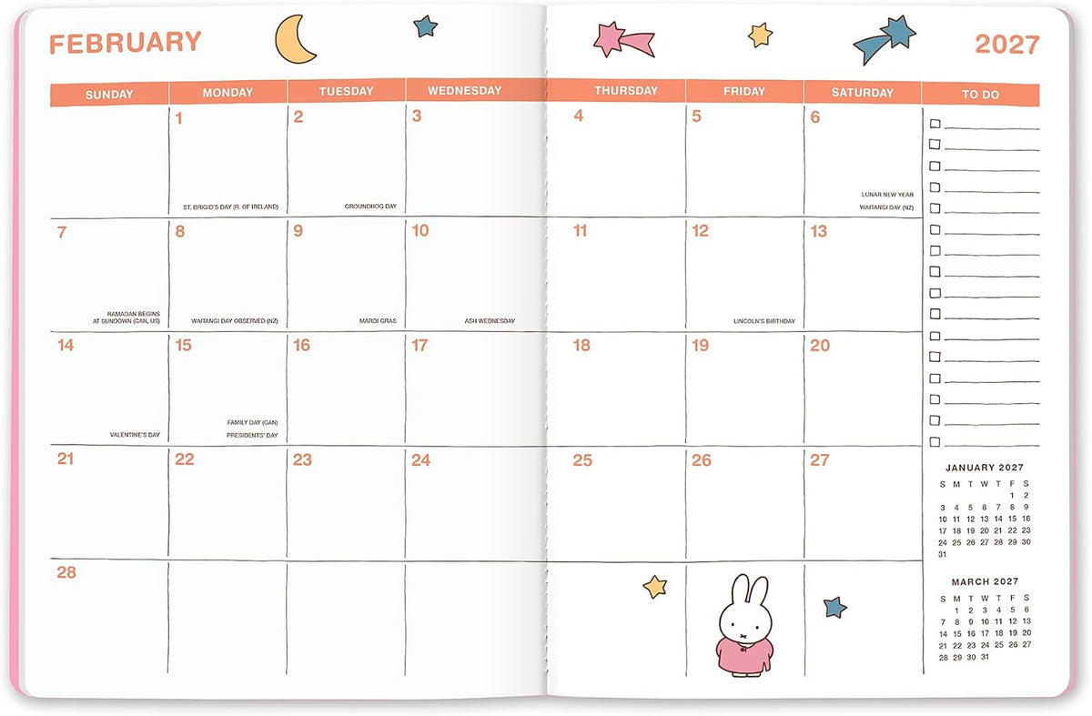 2027 Just Right Monthly Planner, 7.5 x 9.75", Miffy A Year in Color