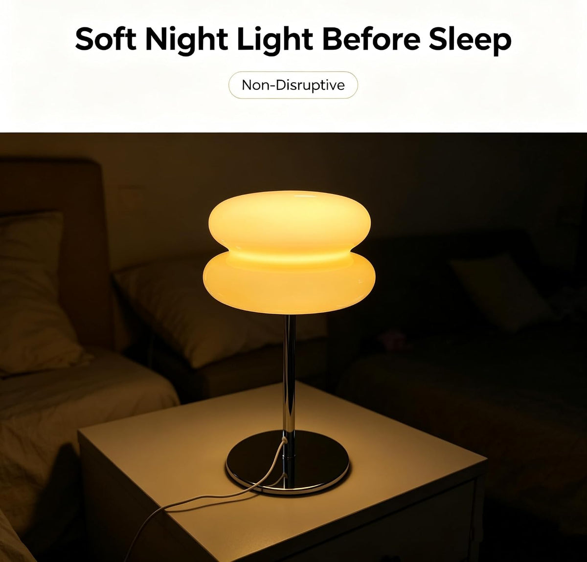 Mushroom lamp, Bedroom Medieval Modern Bedside Table lamp for Night Stands, Vintage dimmable Small Lamps, Cute Cool Desk Lamps Home Room Aesthetic Decor for Living Room(Cream‌)