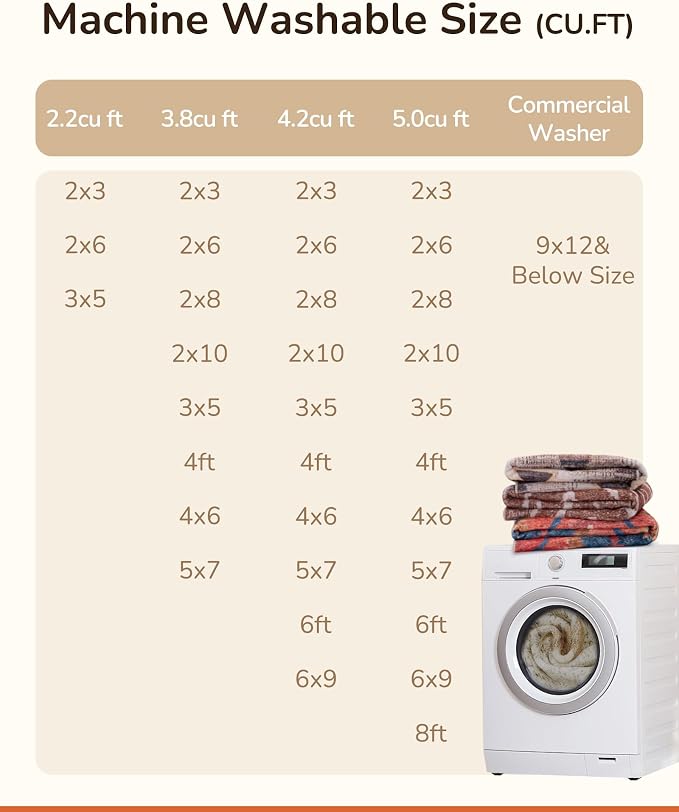 Area Rug 8x10 Rug Machine Washable Non-Slip Low Pile Print Pattern Western Rug