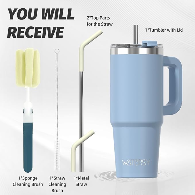 20 oz Tumbler with Handle, Tumbler with Lid and Straw, Double Wall Insulated