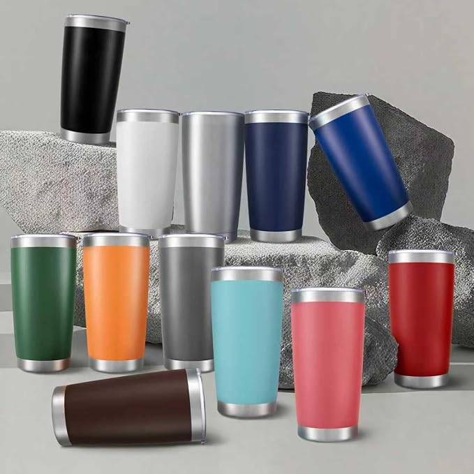 20oz Tumbler Bulk with Lid Stainless Steel Tumblers, 6 Pack | Leak Proof Lid