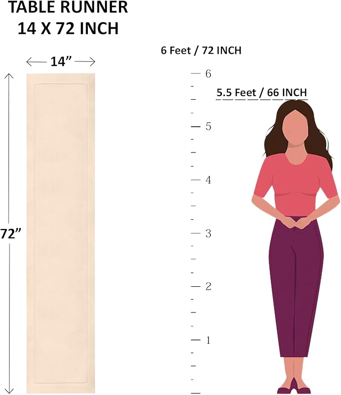 Solino Home Linen Natural Table Runner 72 Inches Long - 100% Pure Linen Hemstitch Table Runner 14 x 72 Inch for Dresser, Dining, Fall, Autumn, Halloween, Thanksgiving, Christmas - Classic Hemstitch