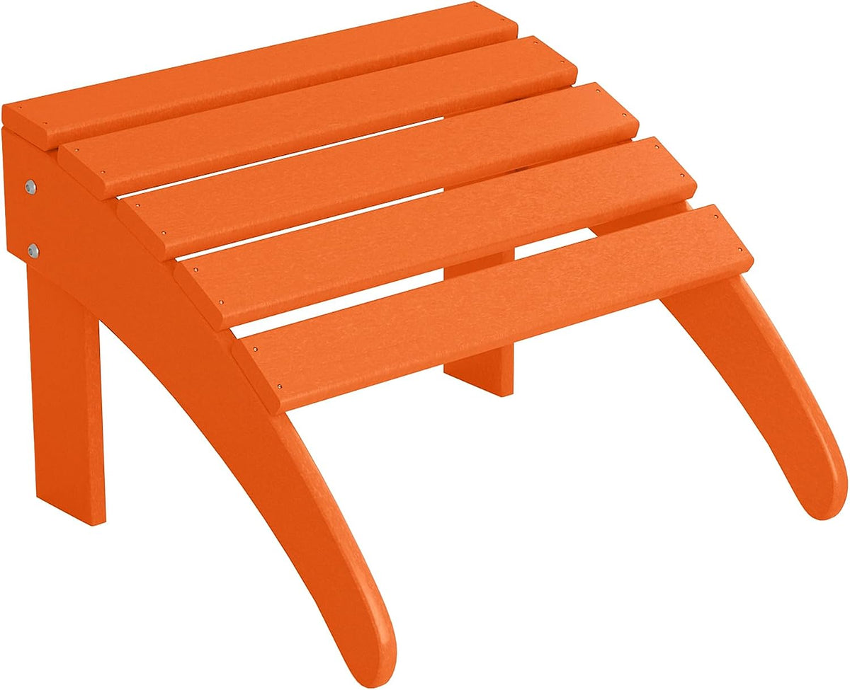WO Home Furniture HDPE Folding Adirondack Ottoman, Orange