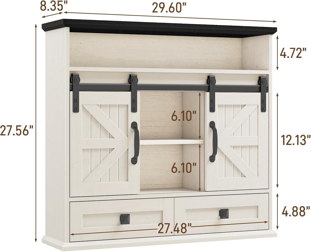 Vabches Bathroom Wall Cabinet, Farmhouse Medicine Cabinet with Sliding Door