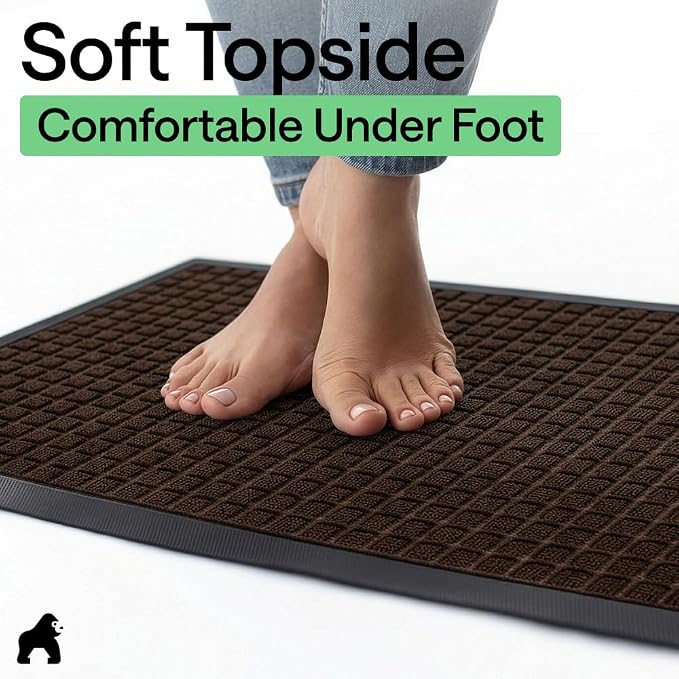 GORILLA GRIP 100% Waterproof All-Season WeatherMAX Doormat 35x23, US Designed