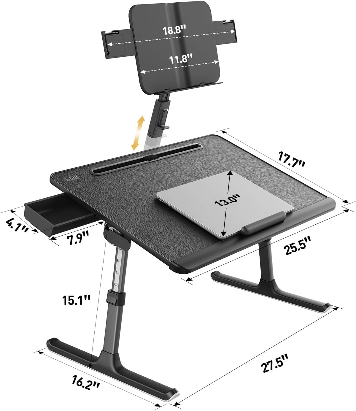 SAIJI Laptop Desk for Bed [XXL Extra Large] with Upgraded Book Stand