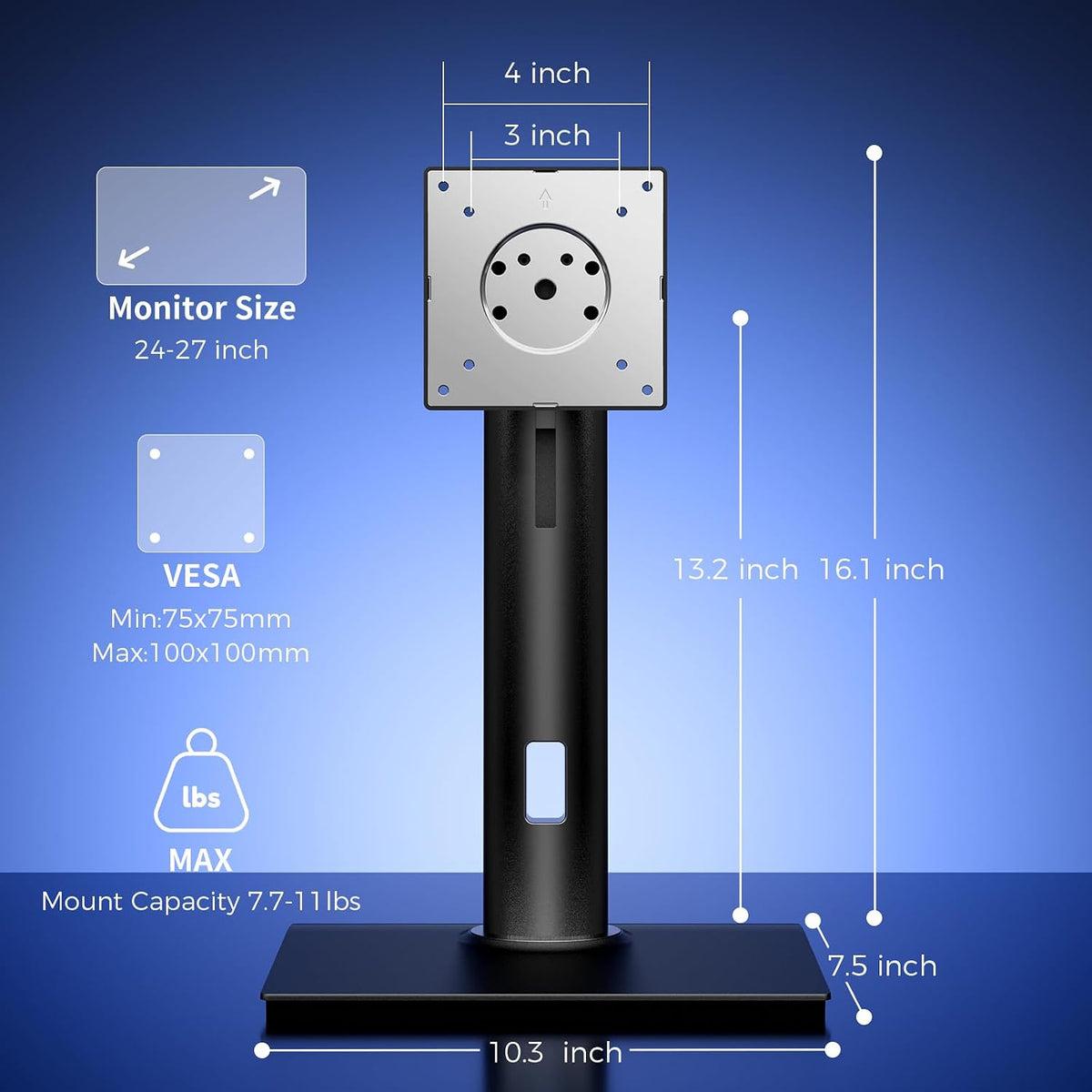 Single VESA Monitor Stand for Monitor Weight 7.7-11lb, 24-27″