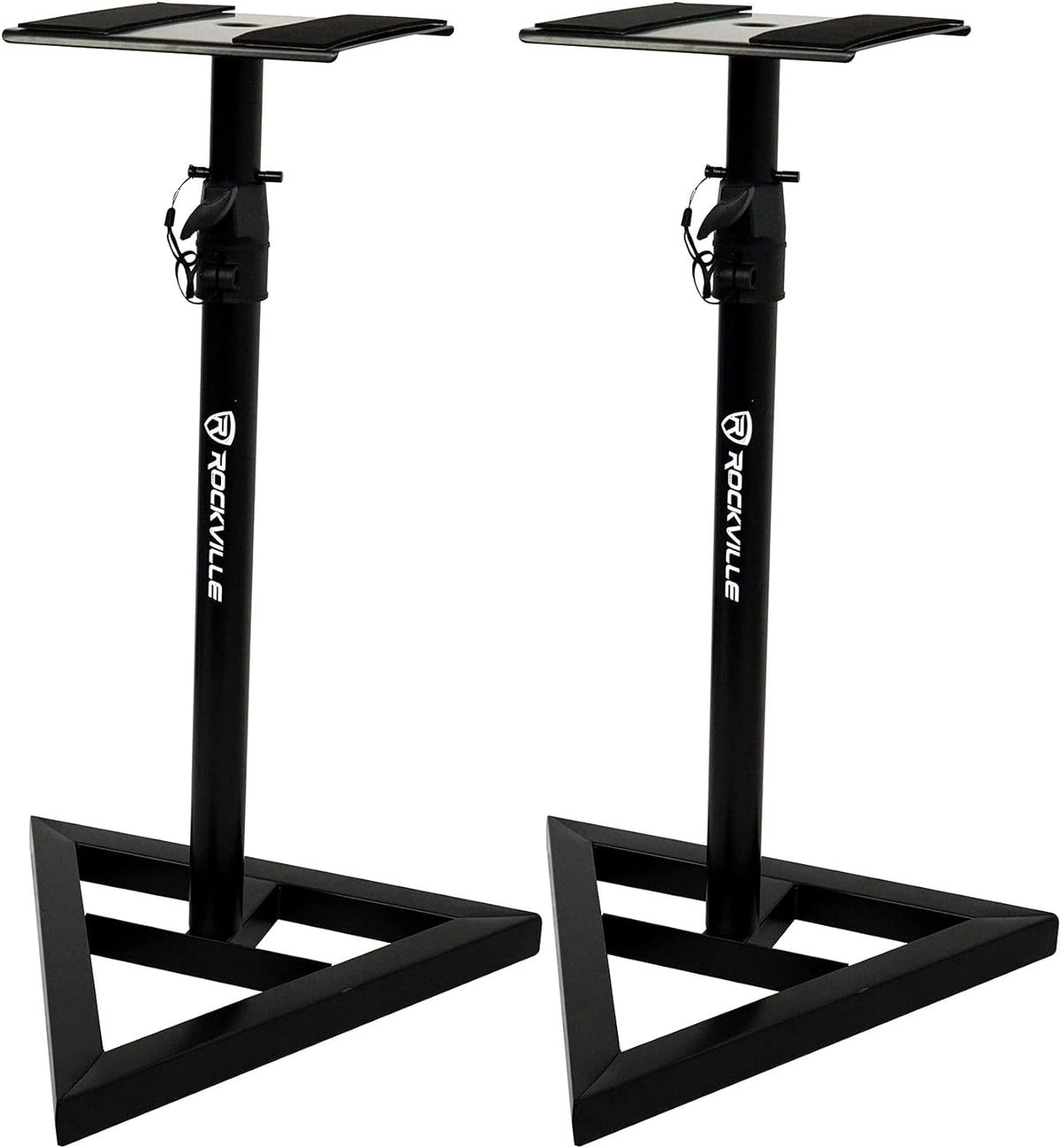 Rockville RVSM1 Black Pair Adjustable Height Studio Monitor Speaker Stands