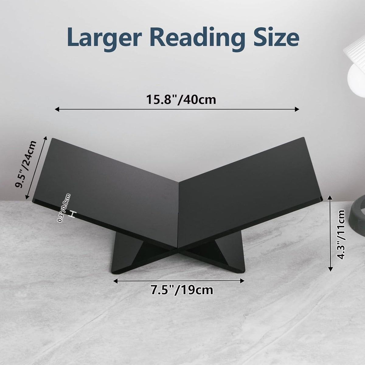 PUERSI Acrylic Book Stands for Display, 15.8 x 9.5 x 4.3 in Open Bookstand