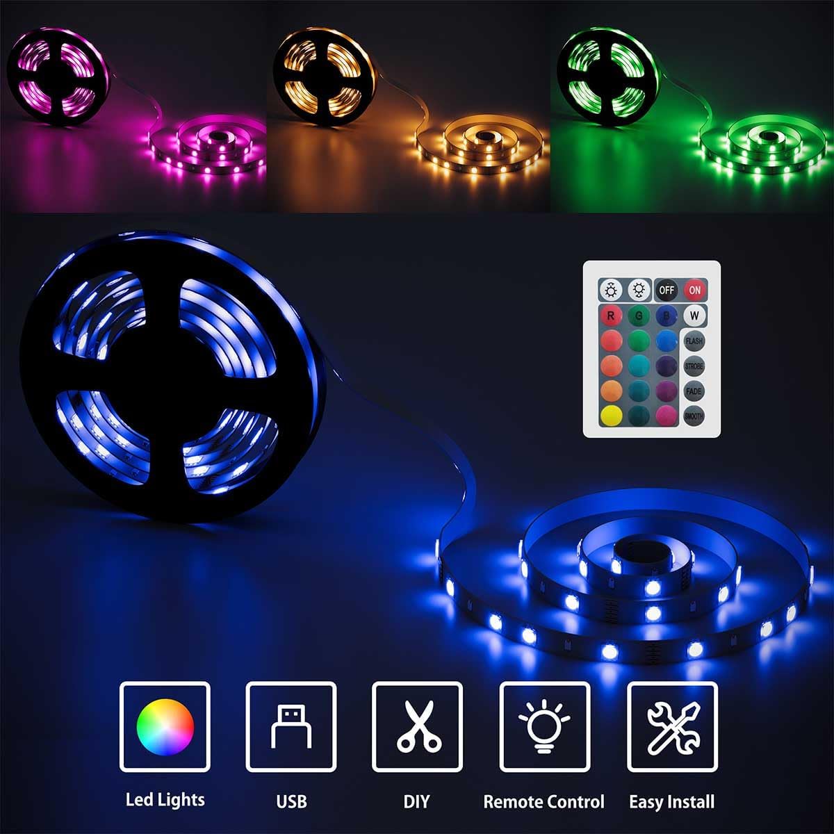 Fenge Dual Monitor Stand Riser with 12 Color RGB Light for Office Desk, White