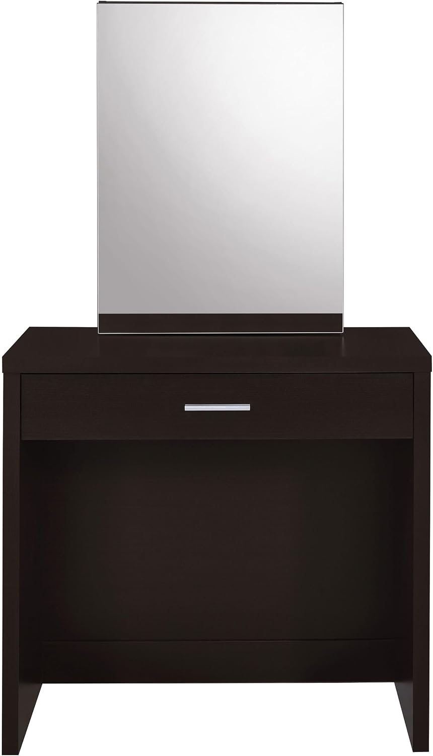 Coaster Home Furnishings Harvey Contemporary 3-Piece Vanity Desk Makeup Table Set with Storage Mirror and Vanity Stool Cappuccino 300289