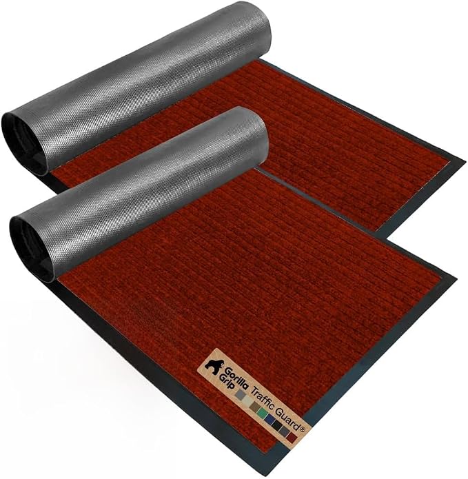 GORILLA GRIP Waterproof Traffic Guard Door Mat, 2 Pack Heavy Duty Entryway Mats