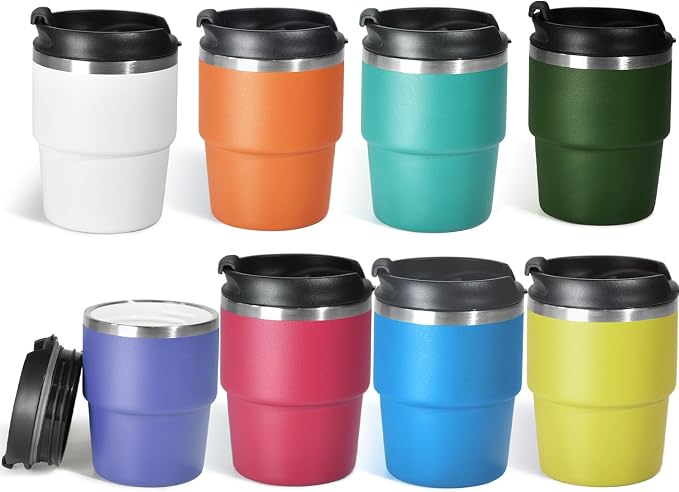 CHLJAR Espresso Cups, 6oz Insulated Espresso Cup Set of 8, Espresso Shot Cups