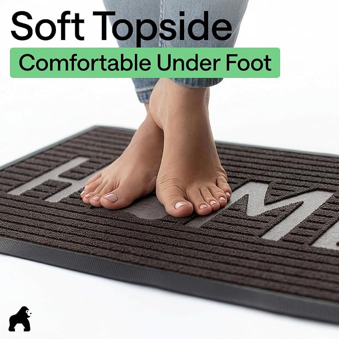 GORILLA GRIP 100% Waterproof All-Season WeatherMAX Doormat US Designed Natural