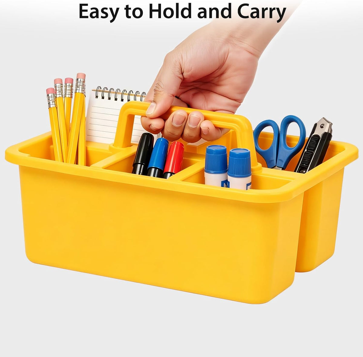 12 Pack Classroom Caddy, Plastic Caddies with Handle & Removable Dividers