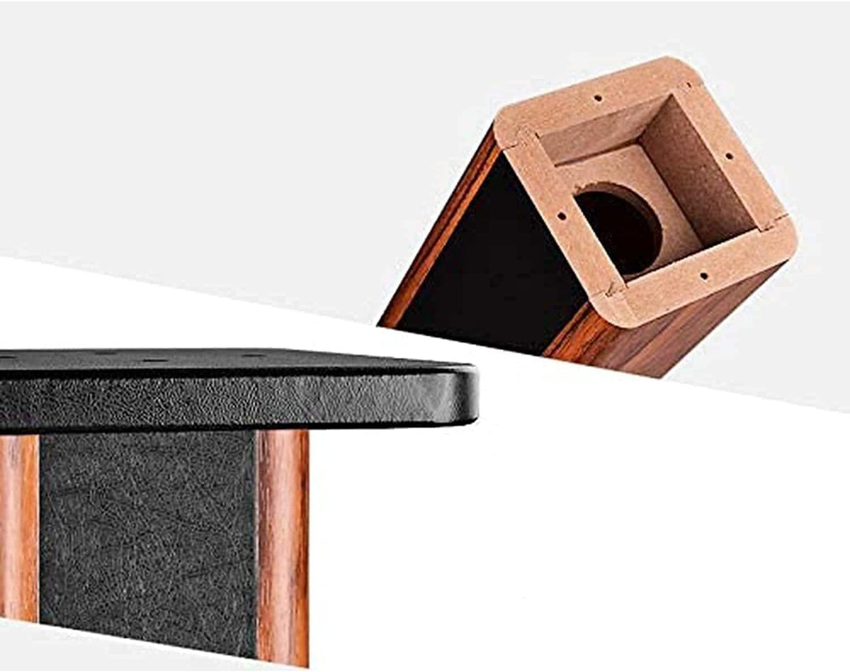 Wood Grain Speaker Stands 36 Inch Universal Floor Speaker Stand Pair Heavy Duty Hollowed Stands for Home Theater Speakers with Sand Filling Tuning Function - Pair