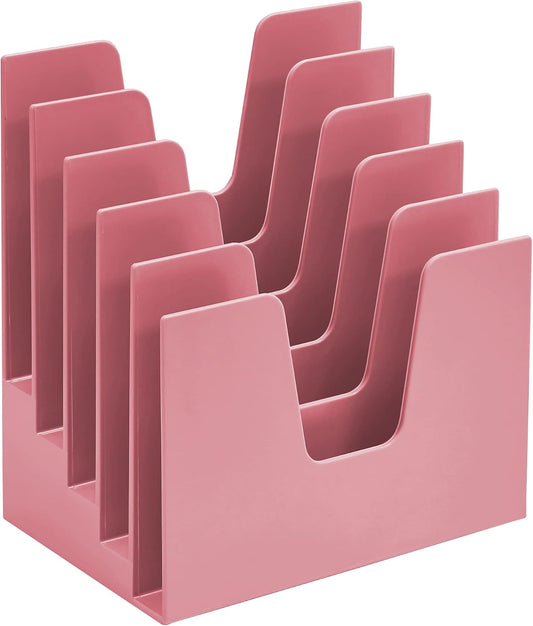 Acrimet 5 Section Incline File Sorter Organizer, Desktop Mail Holder, Pink