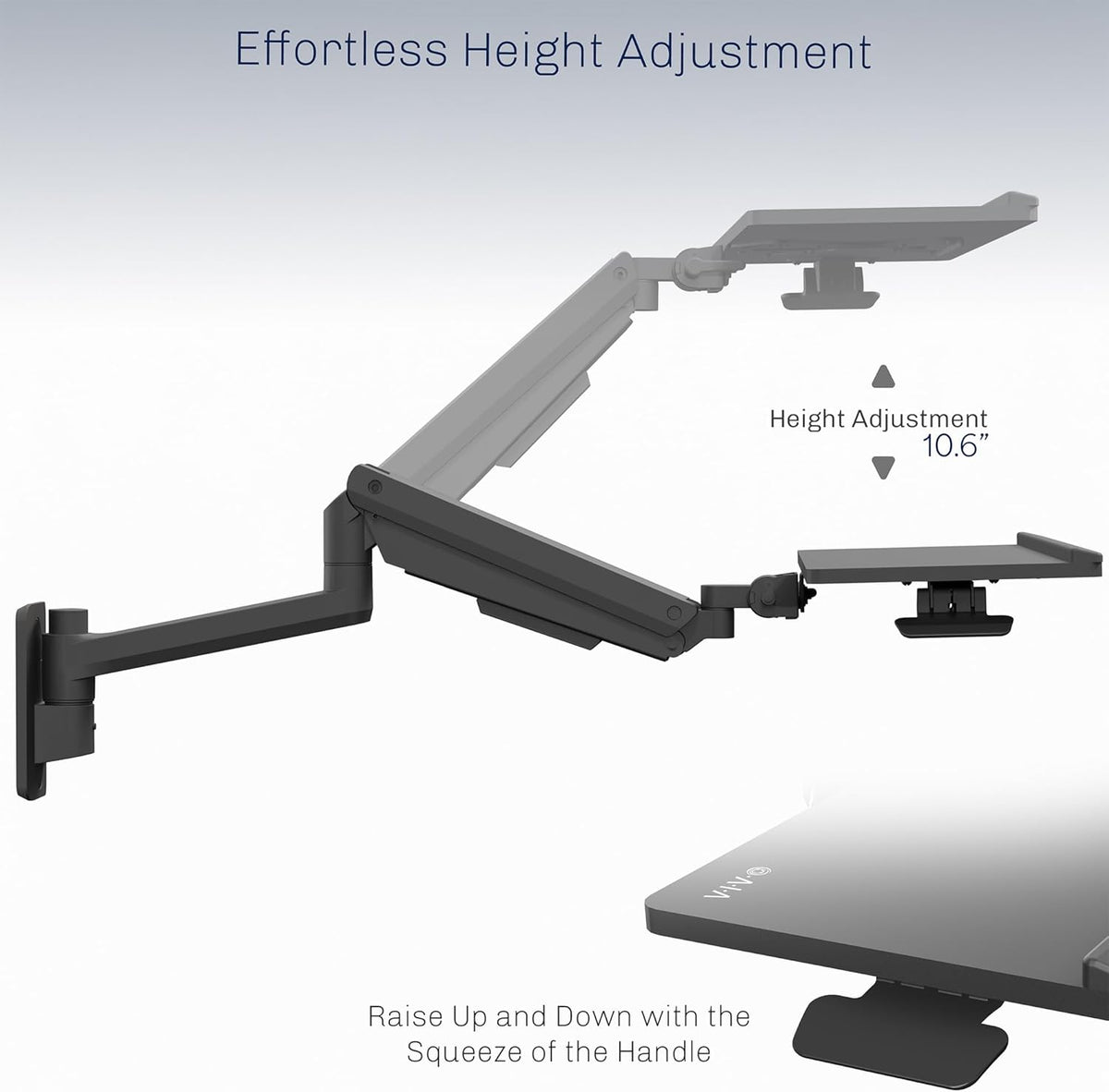 VIVO Black Pneumatic Arm 24 x 10 in Keyboard Tray Wall Mount, MOUNT-KB35C