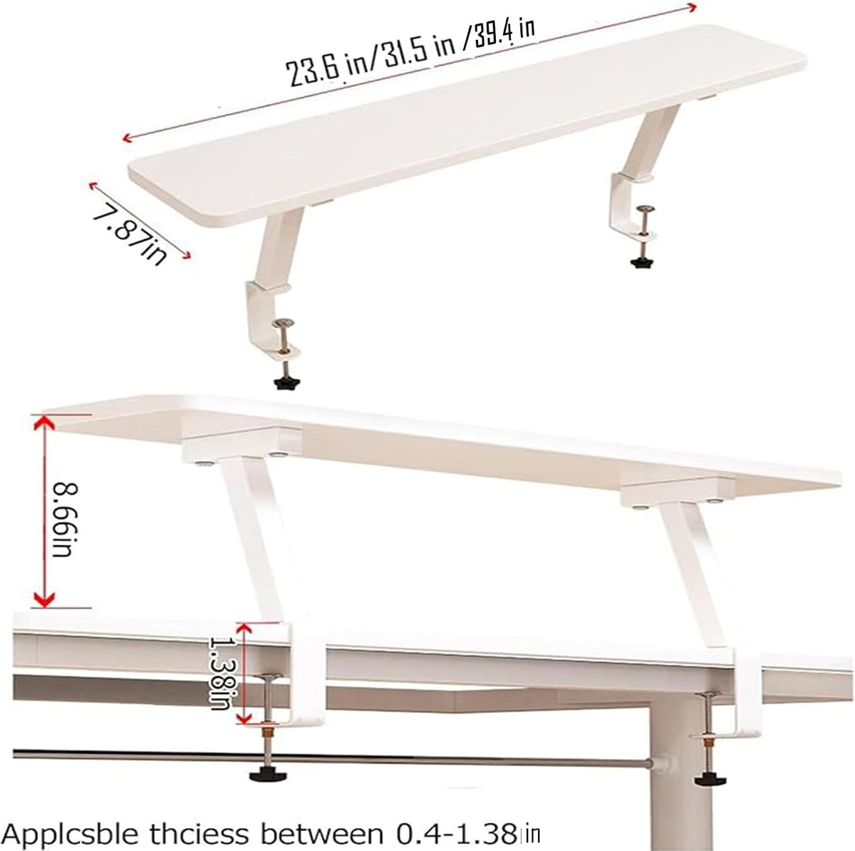 Clamp On Desk Shelf 23.6x7.8 in Floating Desk Desk Shelf