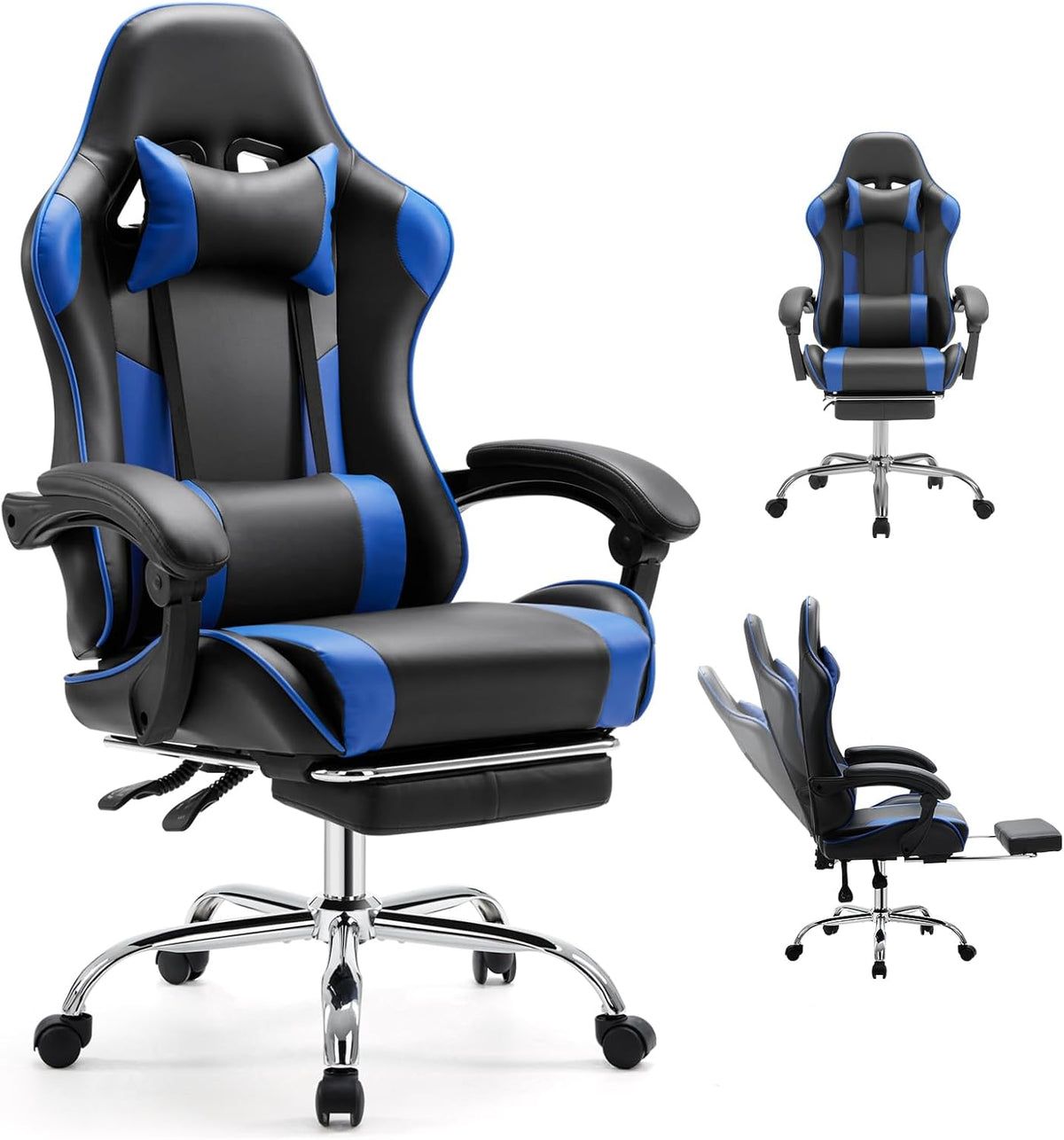 DUMOS Ergonomic Gaming Chair with Footrest, Home Office Desk Chair