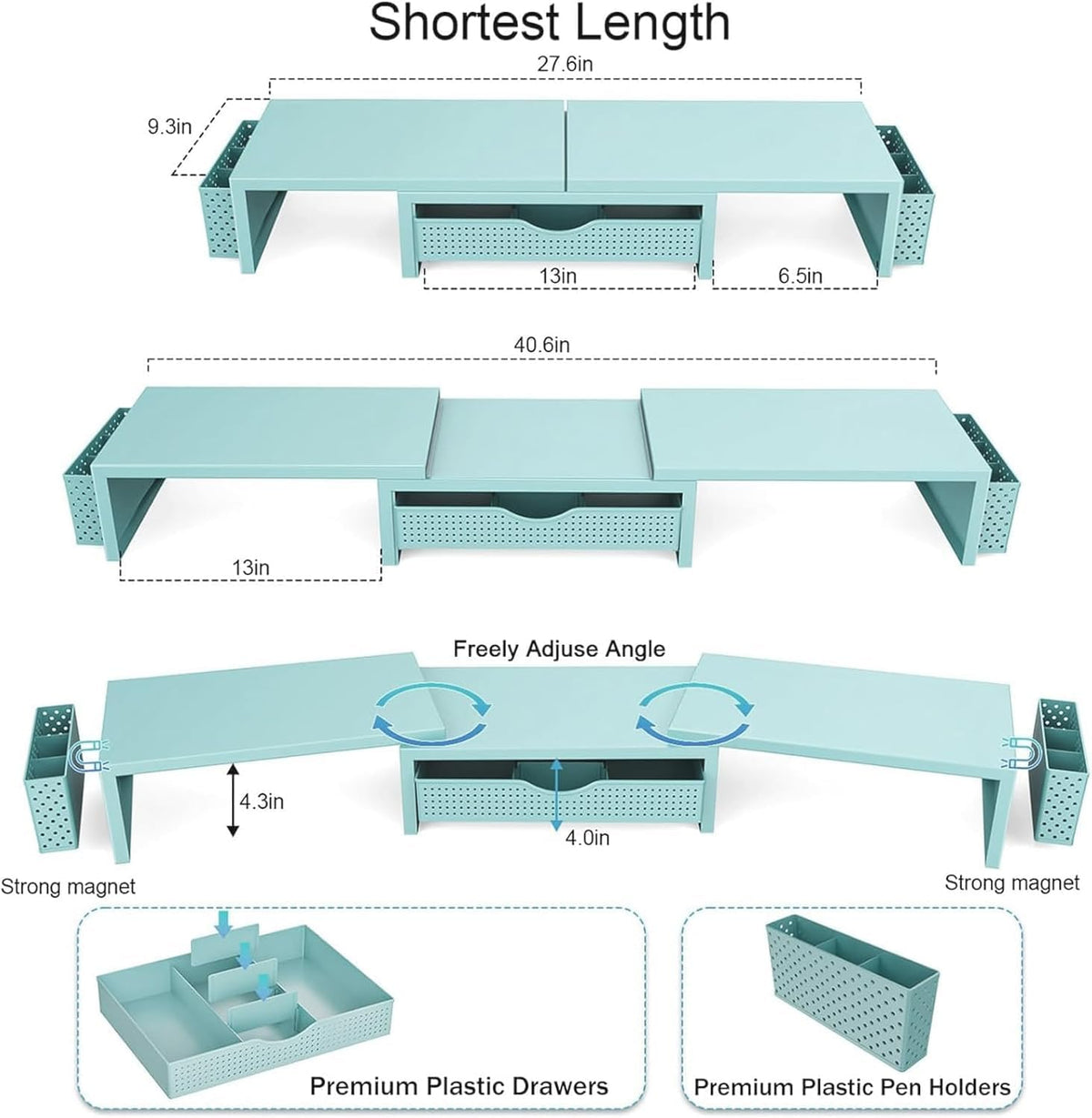 gianotter Dual Monitor Stand Riser With Drawer and 2 Pen Holders