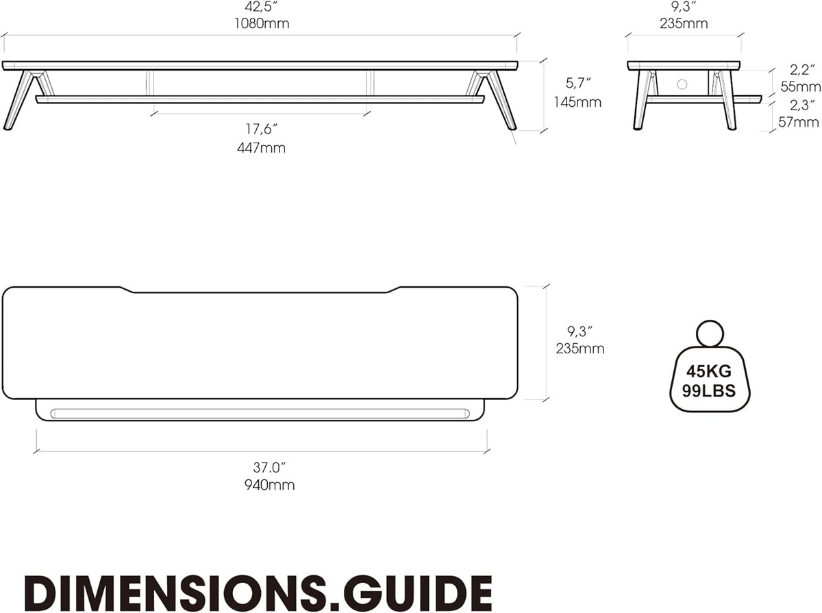 Fenge Dual Monitor Stand Riser, Wooden Desk Shelf with 2-Tier Storage