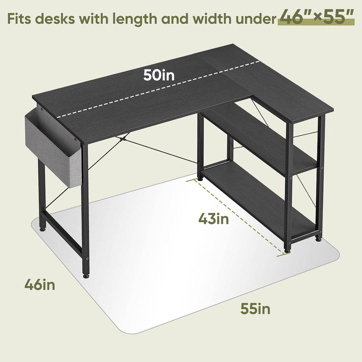 46" x 55" Glass Chair Mat for Carpet, 0.2" Thick Office Chair Mat