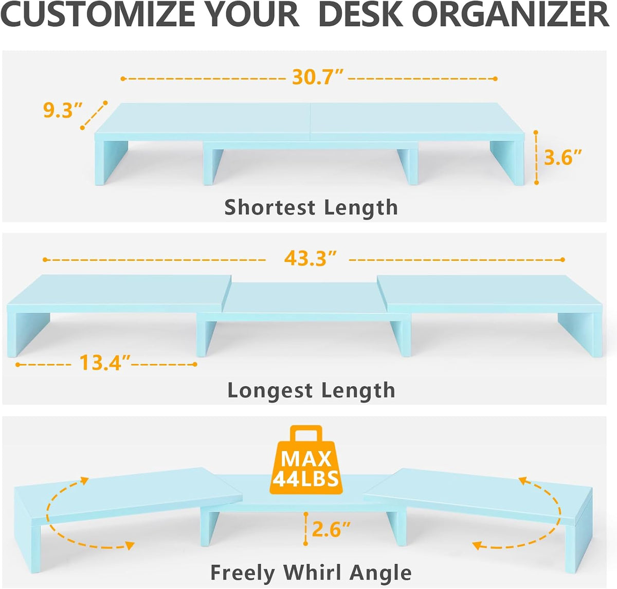 TAVR Dual Monitor Stand Riser, Wooden Computer Monitor Stand for 2 Monitors