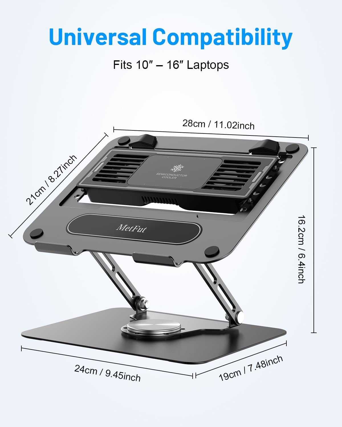 Metfut Laptop Cooling Pad with Fan Laptop Cooler Cooling Laptop Stand Black