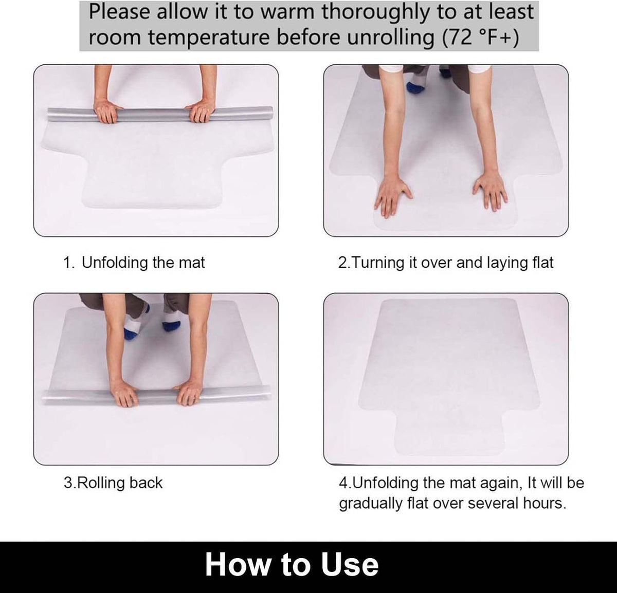 AiBOB Chair Mat for Low Pile Carpet Floors, Flat Without Curling, 36 X 48 in, Office Carpeted Floor Mats for Computer Chairs Desk