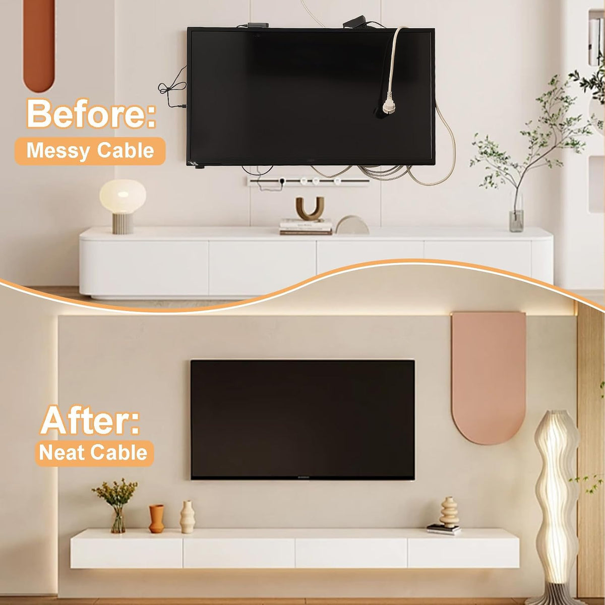 in-Wall TV Cable Management Kit with Recessed Dual AC Outlet, 9FT Extension Cord & Brush Wall Plate, TV Wire Hider for Wall Mounted TV, Power & Low Voltage Cable Concealer (2AC)