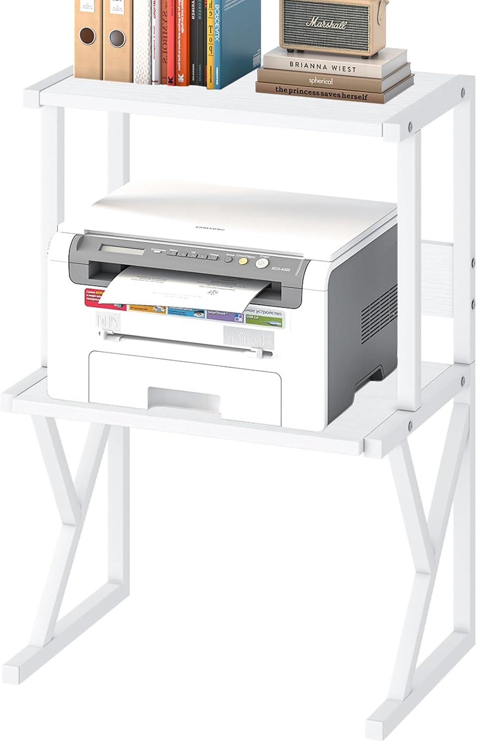 aboxoo Printer Stand for Desk to Save Space, Metal+Wood for Home Office