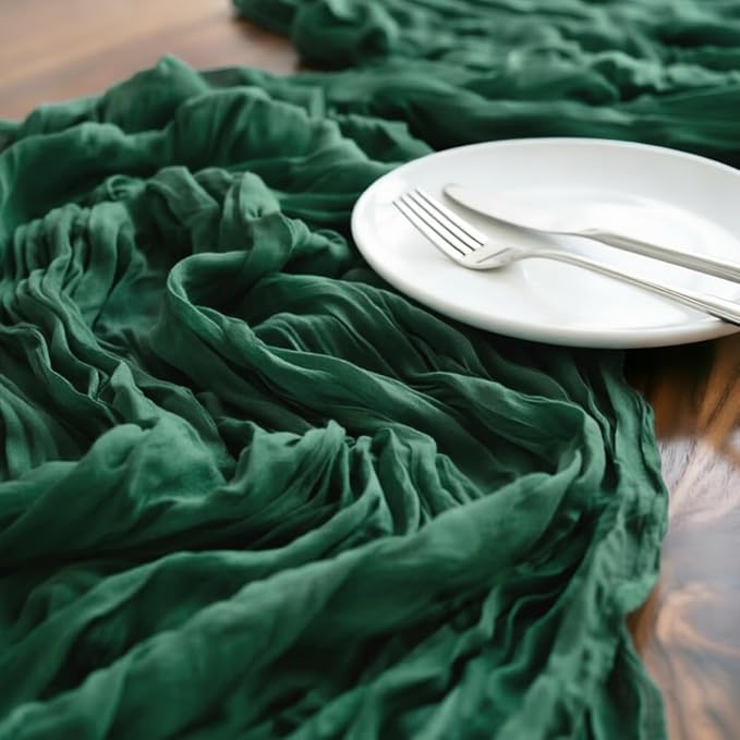 Emerald Green Cheesecloth Table Runner 160 Inches 14 Ft Gauze Table Runner |