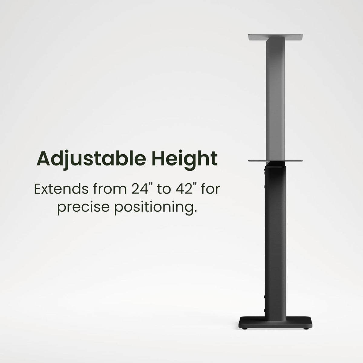 Kanto SPH Adjustable Height Bookshelf Speaker Stands, Pair | Heavy Duty Steel Floor Speaker Stands 24 to 42 in | Holds 30 lb | Internal Cable Management | Reduced Vibration | Carpet Spikes | Black