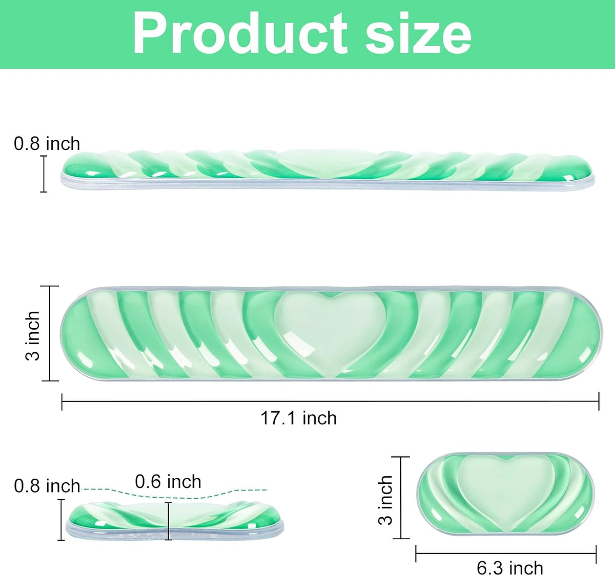 L-SPOUTTO Green Cute Ergonomic Gel Wrist Rest for Mouse and Keyboard