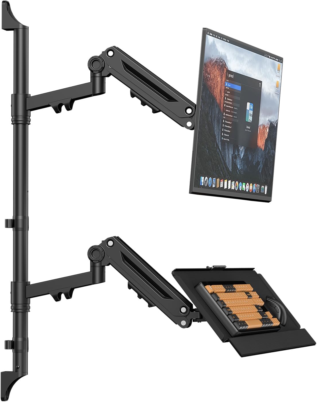 PUTUOSEN Wall Mount Monitor Arm with Keyboard Tray for 17 to 32 Inch