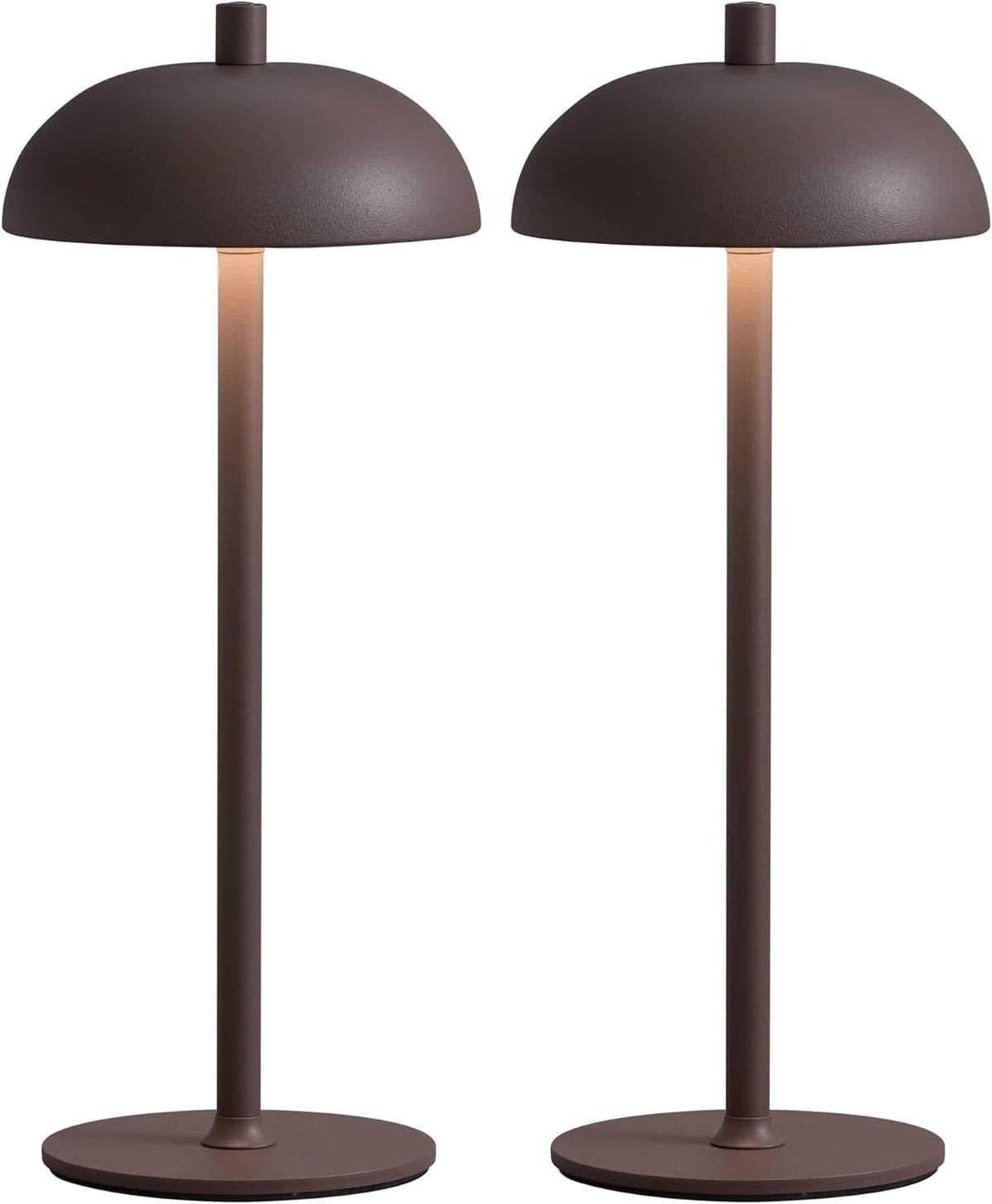 12" Cordless Table Lamps Set of 2, Brown Modern Portable Desk Lamp