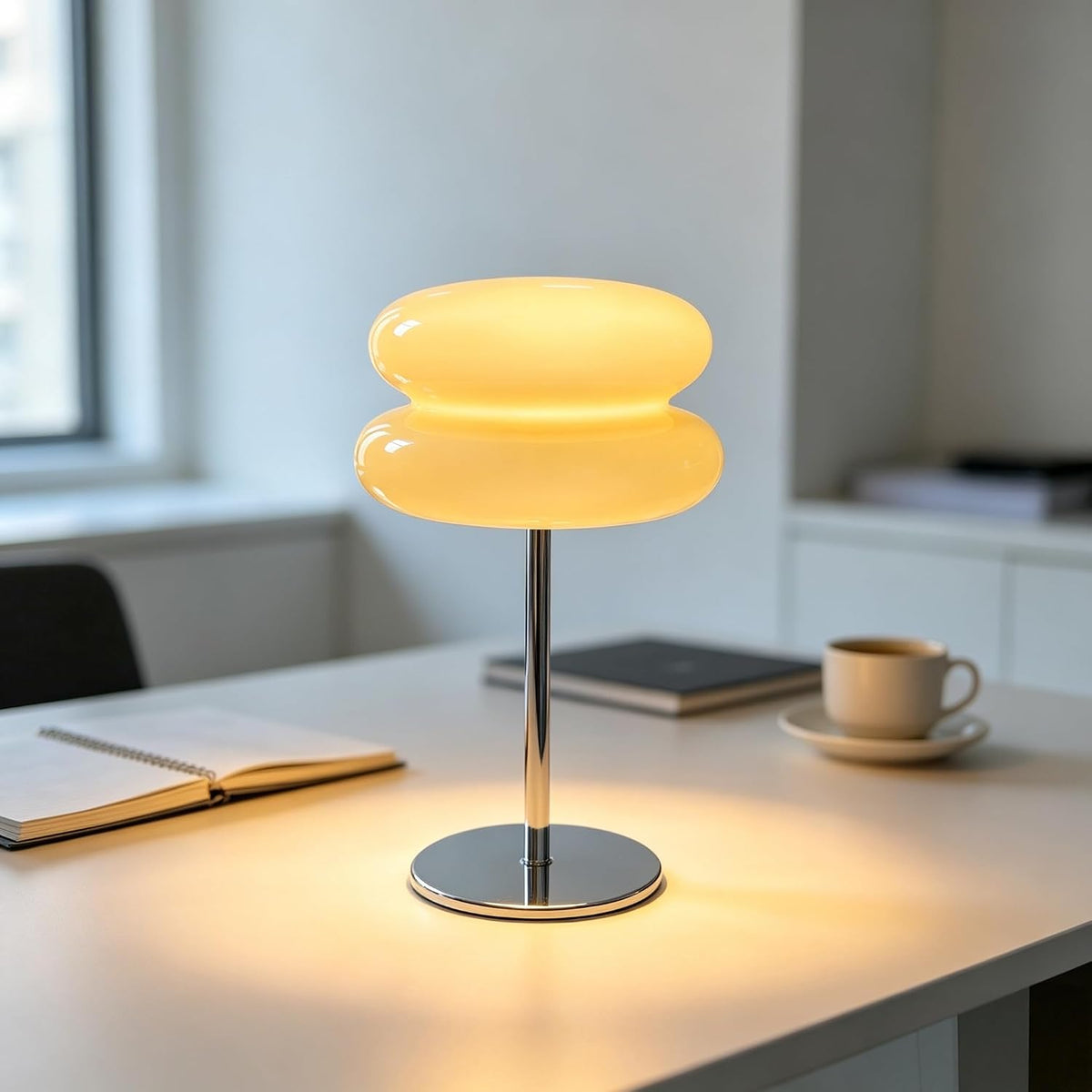 Mushroom lamp, Bedroom Medieval Modern Bedside Table lamp for Night Stands, Vintage dimmable Small Lamps, Cute Cool Desk Lamps Home Room Aesthetic Decor for Living Room(Cream‌)