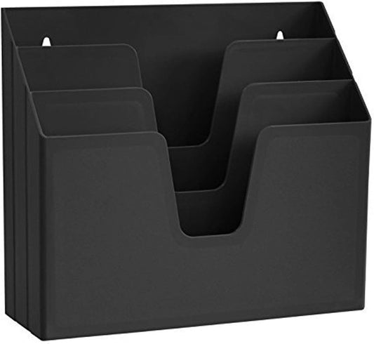 Acrimet Horizontal Triple File Folder Organizer Sorter, Letter Size, Black