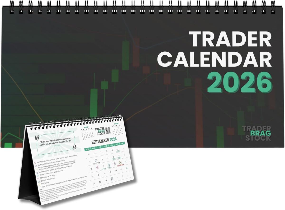 Premium Trader desk Calendar 2026 Standing Flip - Stock Market Planner with FOMC, PPI, CPI, Jobs Report (NFP), Market Holidays & Closures - 10x5 In Compact Trading 2026 Desk Calendar - Gifts for Stock Traders