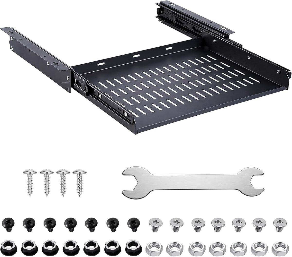 Sliding Under Desk Laptop Mount Shelf with Air Vents 16.3" Wx12 D